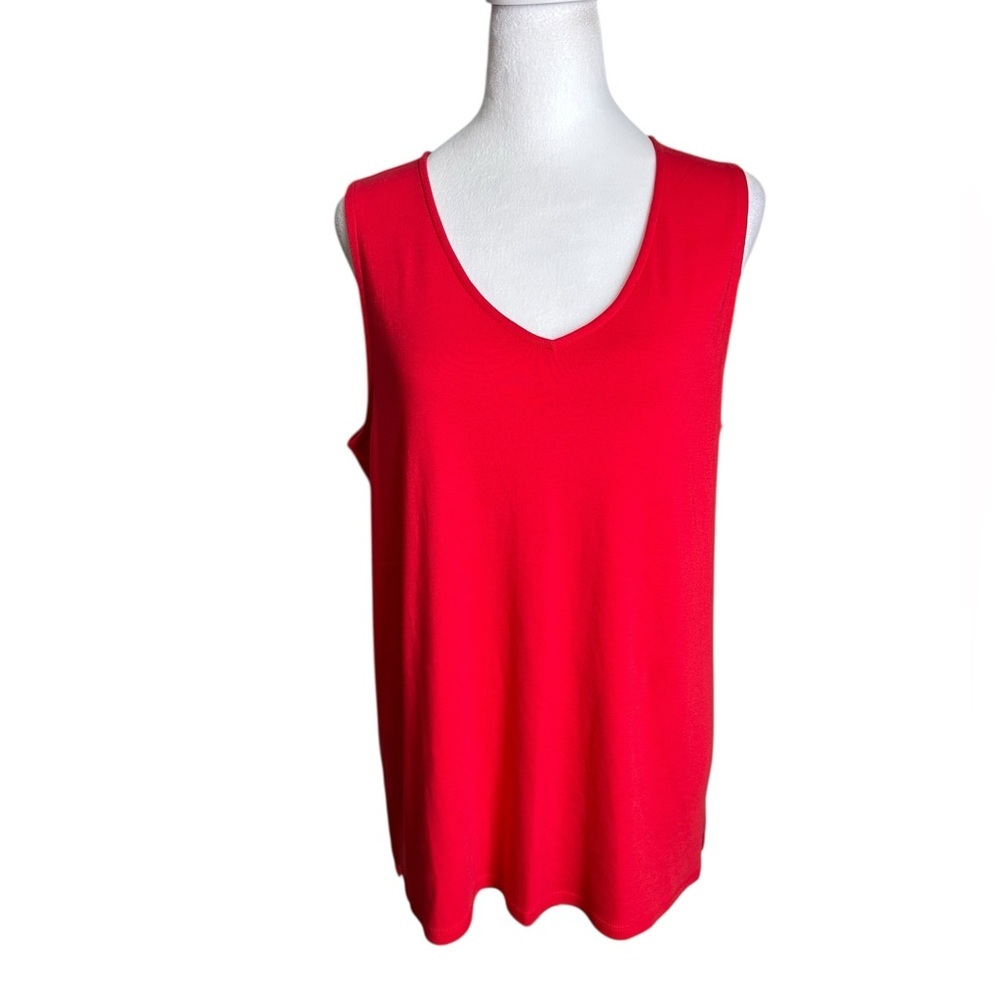 J. Jill Pima V-neck Geranium Tank Top Size L NWT - Picture 3 of 17